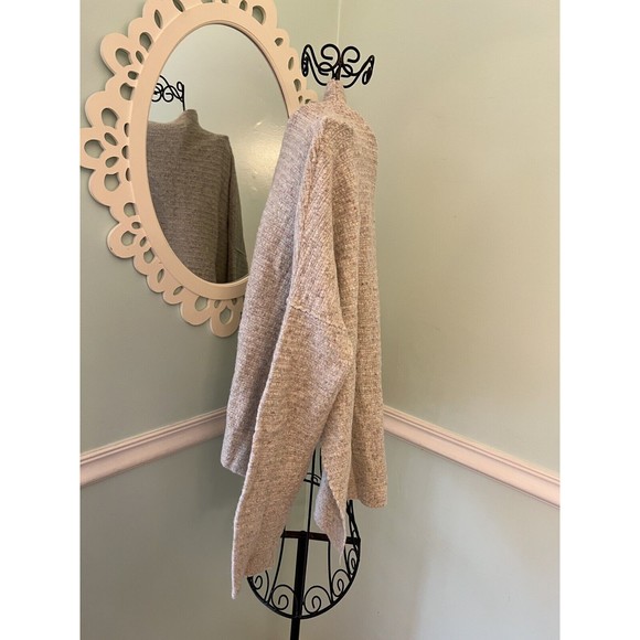 Free People Cream Arctic Fox Mock Neck Zip Back Oversized Wool Blend Sweater S - Picture 5 of 8